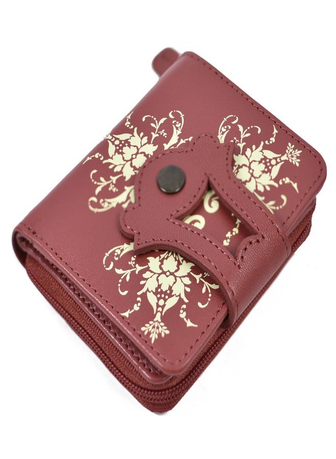 وايلدهورن محفظة جلدية أصلية من WildHorn مزودة بتقنية RFID لحماية البيانات للنساء، تحتوي على 8 فتحات للبطاقات | حقيبة يد أنيقة للنساء/الفتيات (أحمر) - Image 2